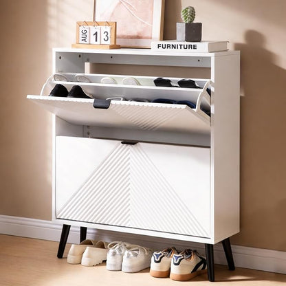 oakvivo Shoe Cabinet Storage, Farmhouse Freestanding Organizer - Image 3