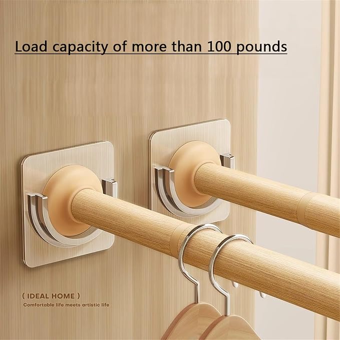 Closet Rods, Adjustable Imitation Wood Closet Rod - Image 3
