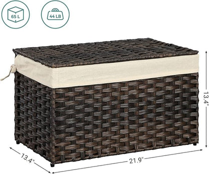 SONGMICS Storage Basket with Lid, Woven Blanket Storage Bin with Handles - Image 3