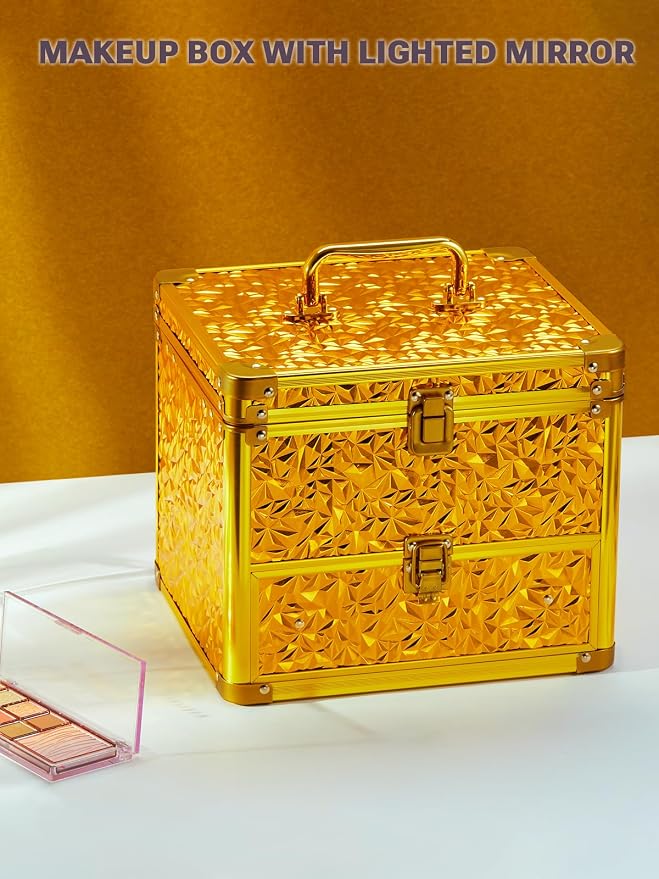 Qislee Makeup Box with Drawer and A Detachable Lighted Mirror, Waterproof - Image 7