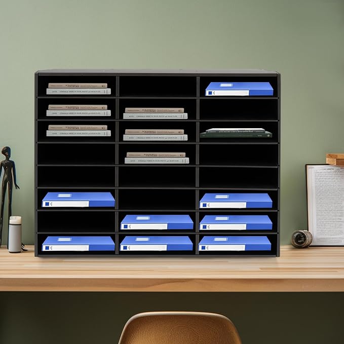 24 Compartments Literature Organizer, Desktop File Sorter Mail Center Paper - Image 2
