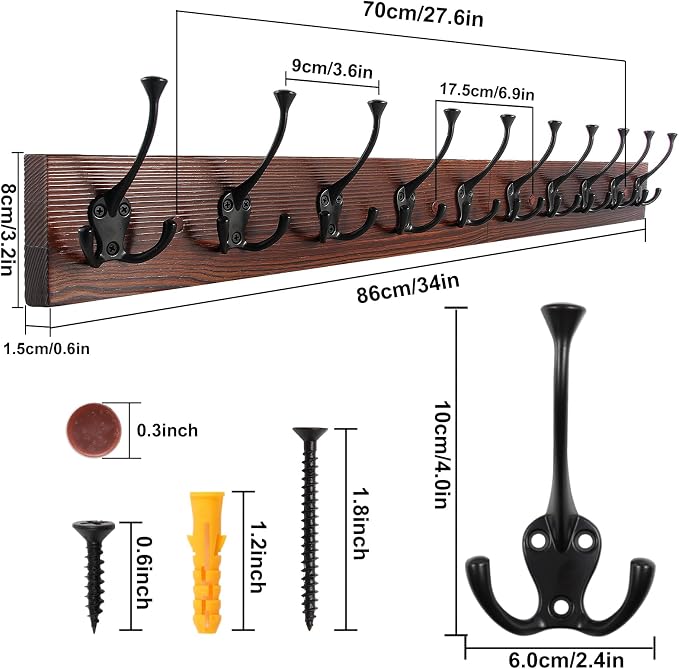 IBosins 34'' Coat Rack Wall Mount - Image 2