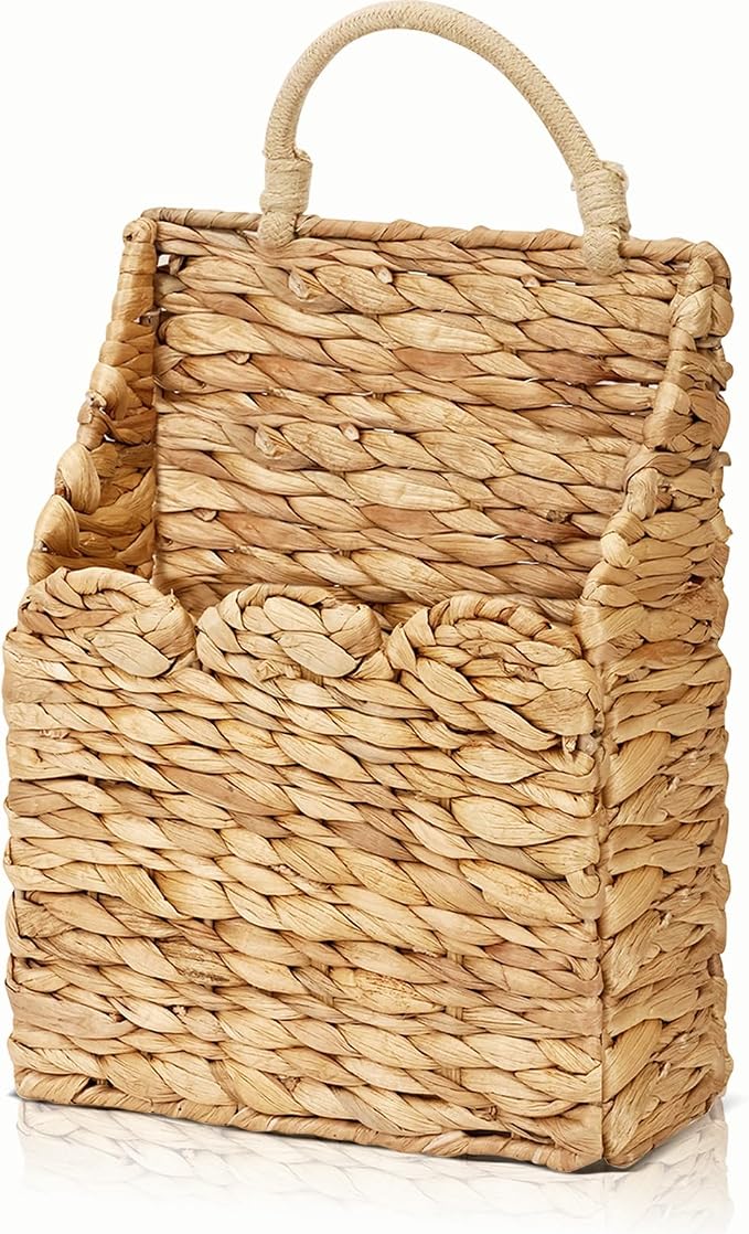 Wicker Hanging Baskets Scalloped Wall Baskets Decor Handmade Woven Hanging by Unknown