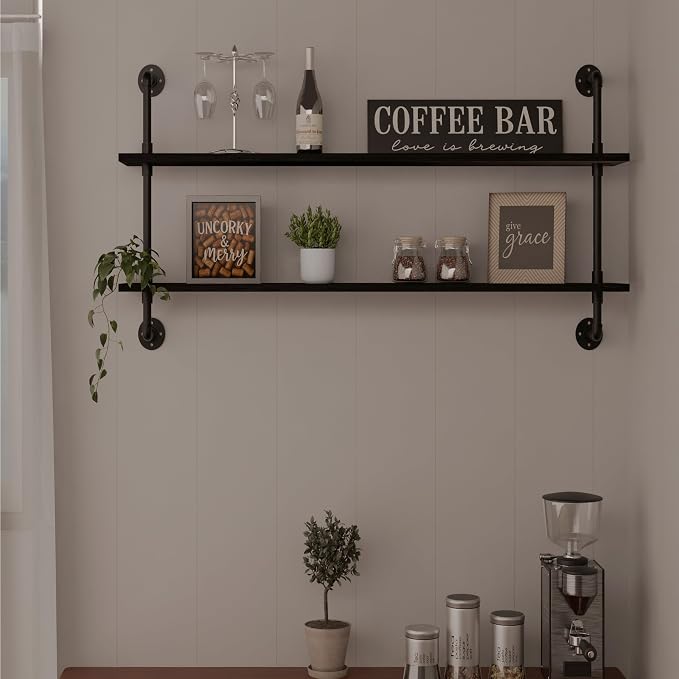 HDDFER Floating Bookshelf Shelves Industrial Pipe Shelving Pipe Shelf Rustic by industrialpipeshelving