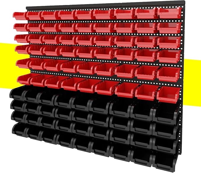 90Pcs Plastic Wall Mounted Storage Bins Parts Rack Nuts And Bolt Bins Organizer by Unknown