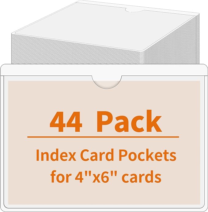 44 Pcs Storage Bin Labels, 4×6 in Index Card Holder, Waterproof & Clear by yeestone