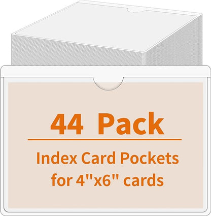 44 Pcs Storage Bin Labels, 4×6 in Index Card Holder, Waterproof & Clear by yeestone