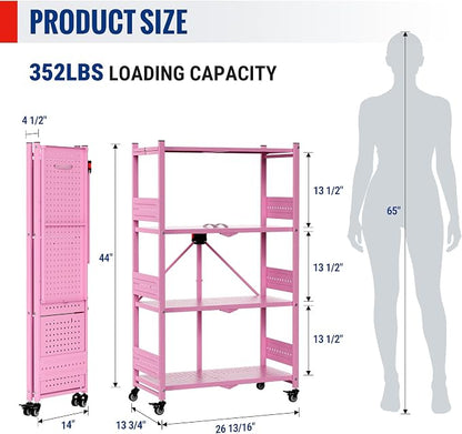 WORKPRO 4-Tier Folding Shelf, No-Assembly Metal Storage Rack - Image 3