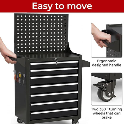 Rolling Tool Chest with Wheels, 7 Drawers Tool Storage Cabinet, Portable Metal - Image 6