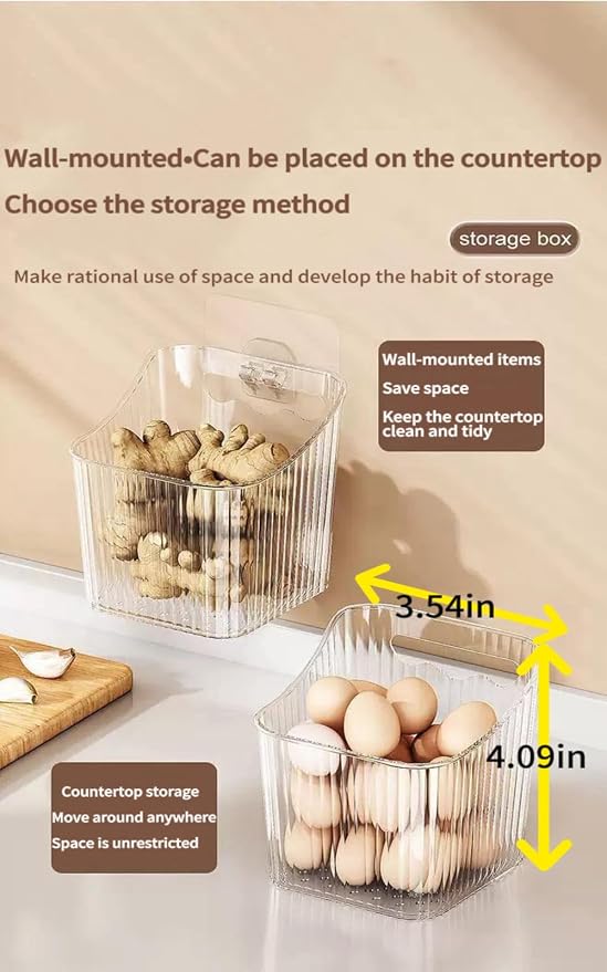 6Pack Wall Mount Organizer, Adhesive Cabinet Door Storage Bins, Stackable - Image 2