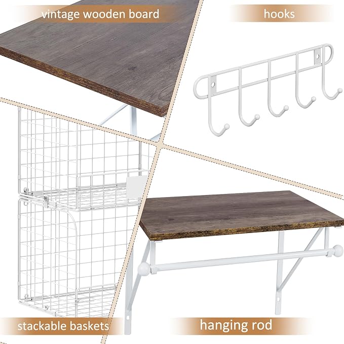 DAOUTIME 2 Set Laundry Room Wall Mounted Shelves - Image 6