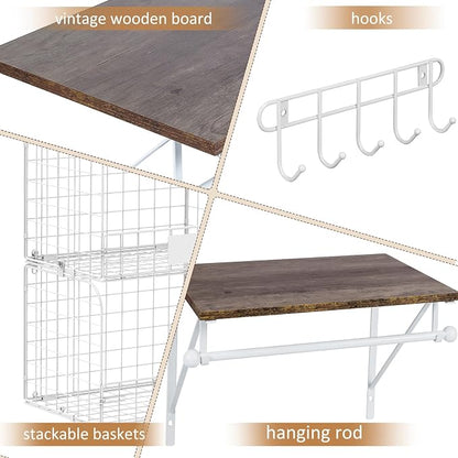 DAOUTIME 2 Set Laundry Room Wall Mounted Shelves - Image 6