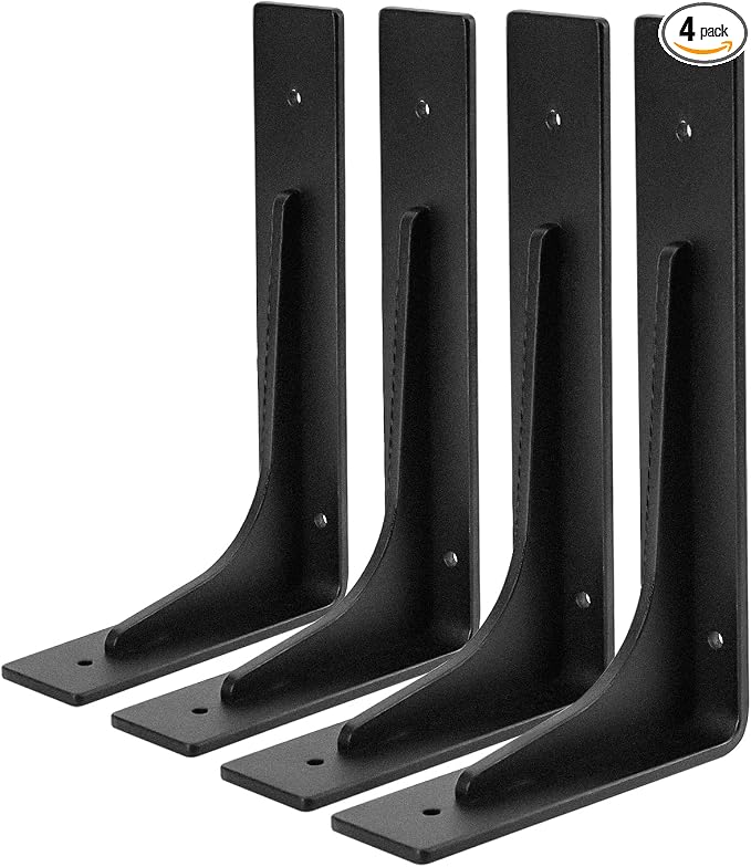 8"x 4.7" Shelf Brackets, L Shelf Brackets, Vertical Angle, Premium Alloy Metal by Picesa