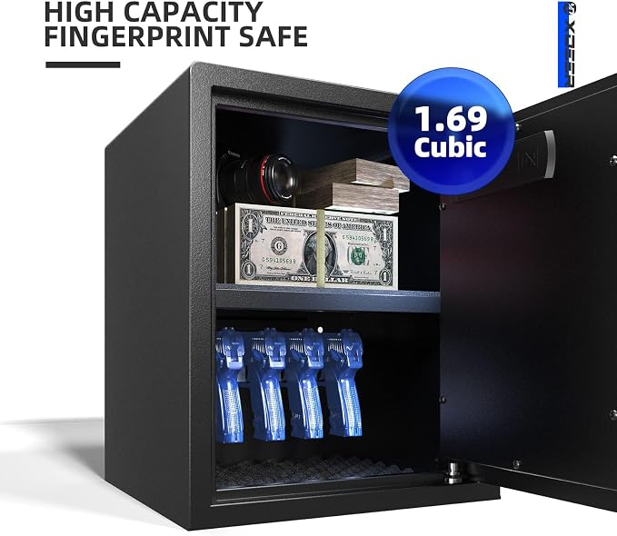 XDeer Biometric Safe Box with Fireproof Bag, Quick-Access Security Safe Box - Image 2