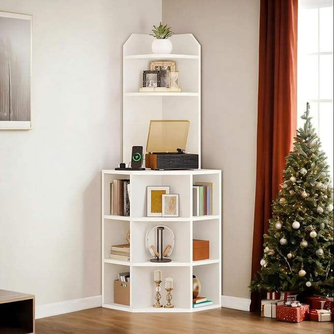 YITAHOME Corner Shelf with USB Ports & Outlets | Modern Corner Storage Cabinet by YITAHOME