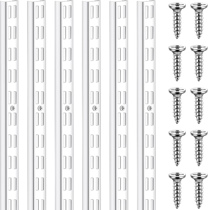 6 Pcs Dual Track Upright Wall Shelving System Heavy Duty Support System Twin by Unknown