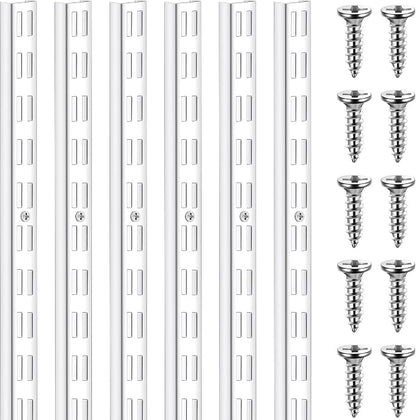 6 Pcs Dual Track Upright Wall Shelving System Heavy Duty Support System Twin by Unknown