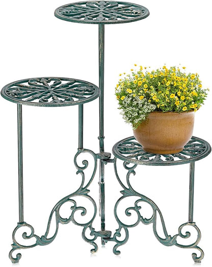 OwnMy 3 Tier Heavy Duty Cast Iron Plant Stand Foldable Wrought Iron Flower Pot by OwnMy