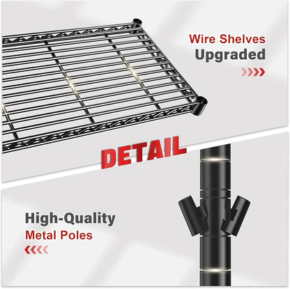 REIBII 5 Tier Storage Shelves Adjustable Wire Rack Shelving, Kitchen Shelves - Image 9