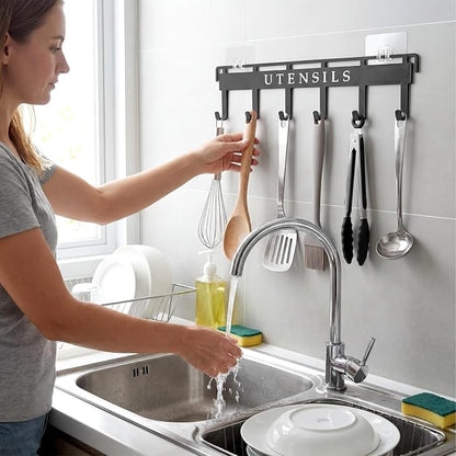 Kitchen Utensil Hanger Wall Mount Kitchen Utensil Holder Organizer Rack Rail - Image 2