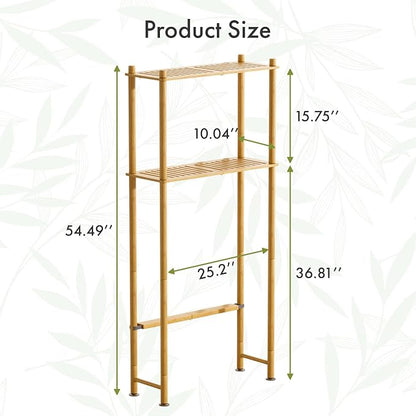 AmazerBath Bamboo Over The Toilet Storage Shelf, 2-Tier Over Toilet Organizer - Image 2