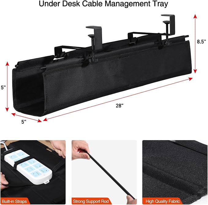 MAXECHO Under Desk Cable Management Tray 28" - Image 2