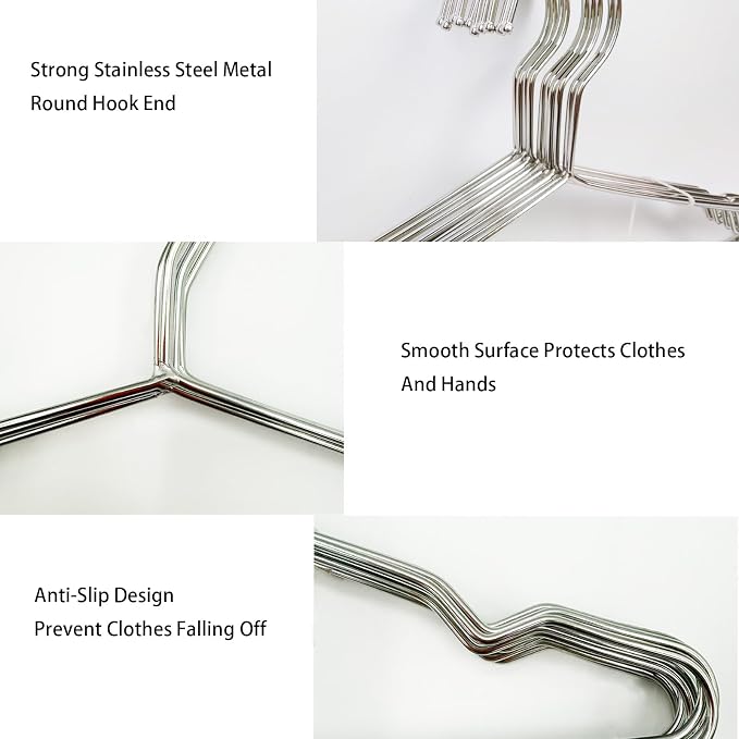 Wire Hangers 10 Pack Clothes Hangers Heavy Duty Metal Coat Hanger Stainless - Image 3