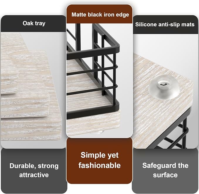 Wican Guest Towel Holder Tray for Bathroom, Ash and Iron Napkins Holder for - Image 4