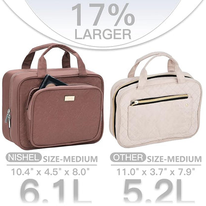 NISHEL Travel Toiletry Bag for Women, Makeup Essentials Organizer, Hanging Case - Image 2