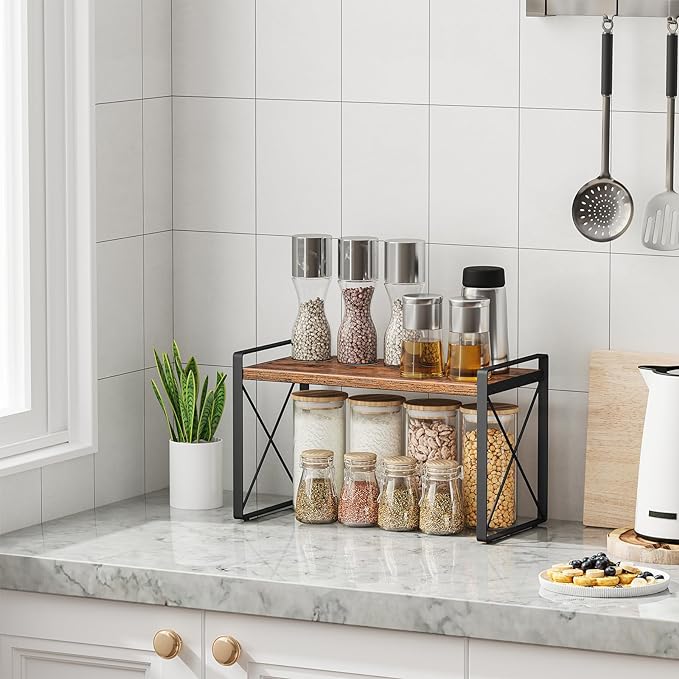 Giikin Countertop Shelf Organizer, Cupboard Stand Spice Rack, Retro Style - Image 3