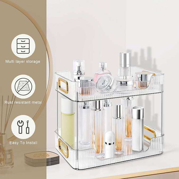 2-Tier Bathroom Counter Organizer Countertop Storage, Dresser Organizer Vanity - Image 8