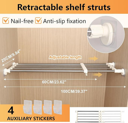 BAOYOUNI Tension Closet Shelf, Adjustable Storage Rack Separator | Wardrobe - Image 3