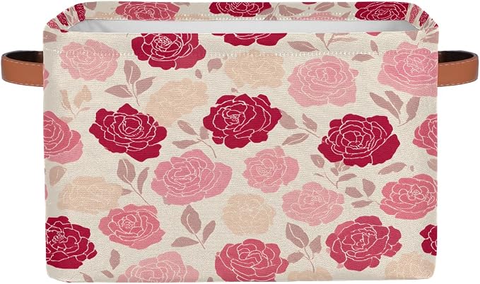Pardick Roses Pink Flower Basket Storage Bins Large Fabric Toys Storage Cube Box by Pardick