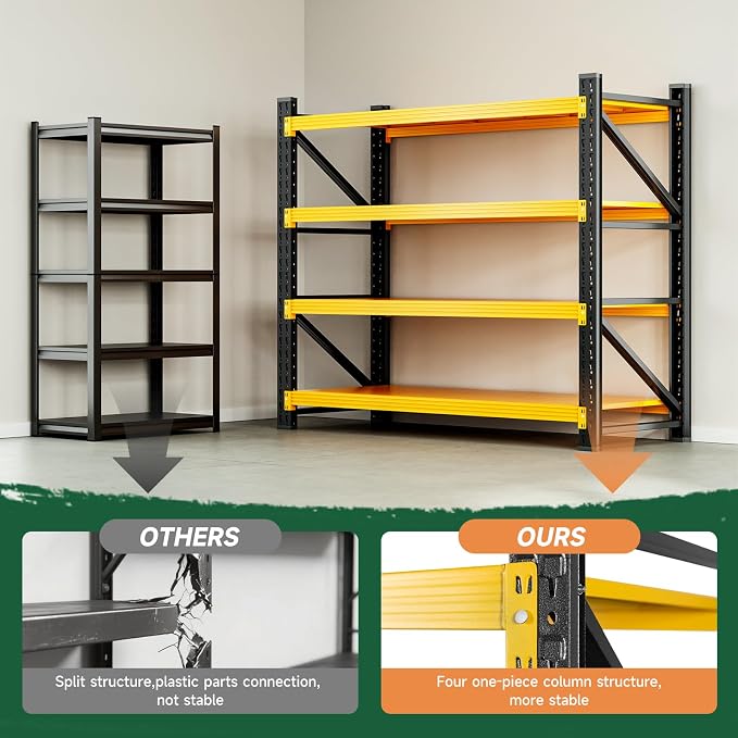 Letaya 3000LBS Heavy Duty Storage Shelves, 4 Tier Large Tall Industrial Shelving - Image 8