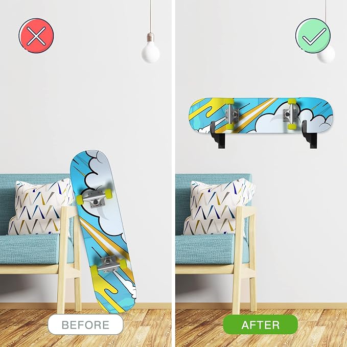 BiJun Skateboard Wall Mount, Snowboard Wall Mount Display, Acrylic Horizontal - Image 4