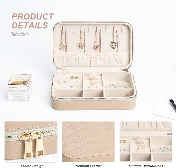 Leather Jewelry Box Women's Travel Jewelry Organizer - Image 5
