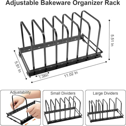 Cutting Board Organizer Rack, 7 Slots Metal Rack Cookie Baking Sheet, Pot Pan - Image 3