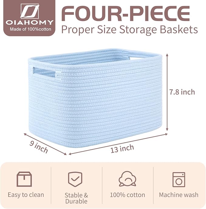 OIAHOMY 4 Pack Storage Baskets for Organizing, Cube Storage Bins for Shelves - Image 2