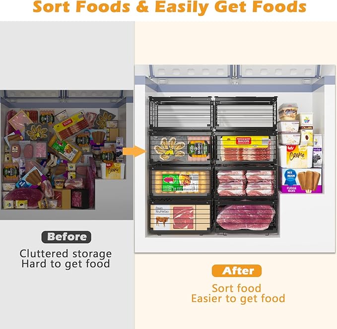 NADAMOO Freezer Organizer Bins, 2 Packs Large Expandable Stackable Chest - Image 2