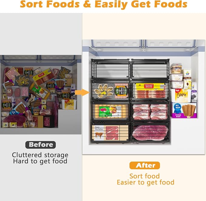 NADAMOO Freezer Organizer Bins, 3 Packs Large Expandable Stackable Chest - Image 3