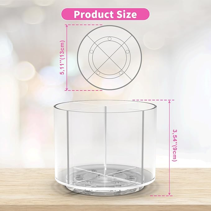 Small Pencil Organizer for Desk Acrylic 4 Compartments, Tiny Rotating Art - Image 5