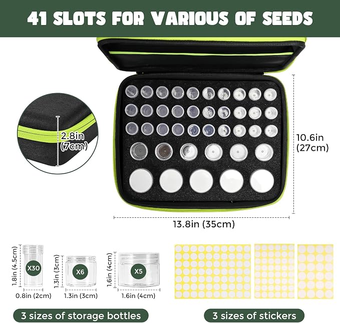 ProCase 41 Slots Seed Storage Organizer Sorter Box, Sturdy Seed Bank Saving Kit - Image 2