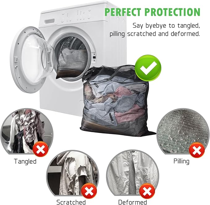 2 Pack Mesh Laundry Bags 24 x 32 inch Laundry Garment Bag Mesh Large Lingerie - Image 6