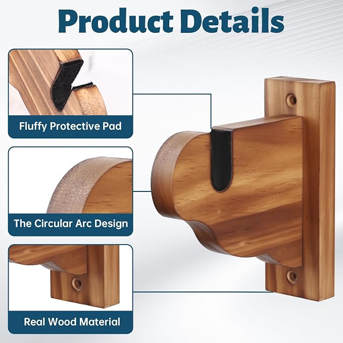 Skateboard Wall Mount, Wooden Horizontal Skateboard Rack Wall Hanger Display - Image 5