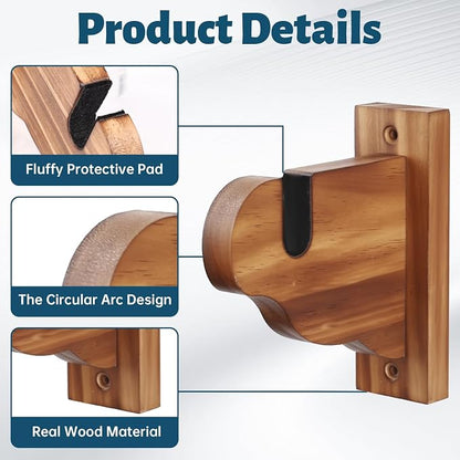 Skateboard Wall Mount, Wooden Horizontal Skateboard Rack Wall Hanger Display - Image 4