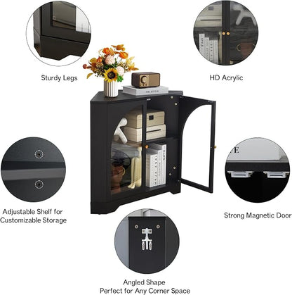 31.5" Mid-Century Modern Small Coner Storage Cabinet, Kitchen Coofee Bar - Image 4