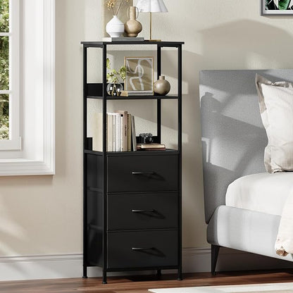 Somdot 3 Tier Bookshelf with Drawer, Tall Bookcase with Shelves, Bookshelf - Image 6