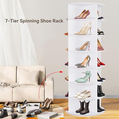 7 Tier Rotating Shoe Rack Tower, 360° Shoe Storage Organizer - Image 4