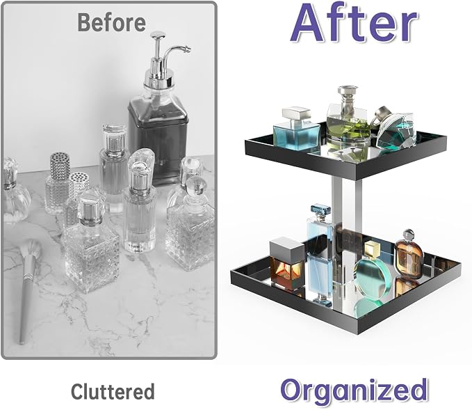 NiHome Acrylic Perfume Display Organizer, 2-Tier Cologne Organizer, Makeup - Image 4