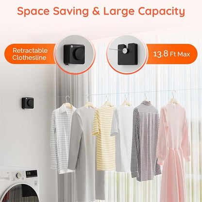 Retractable Clothesline Indoor, Non-Sagging Outdoors Clothesline Retracting - Image 2